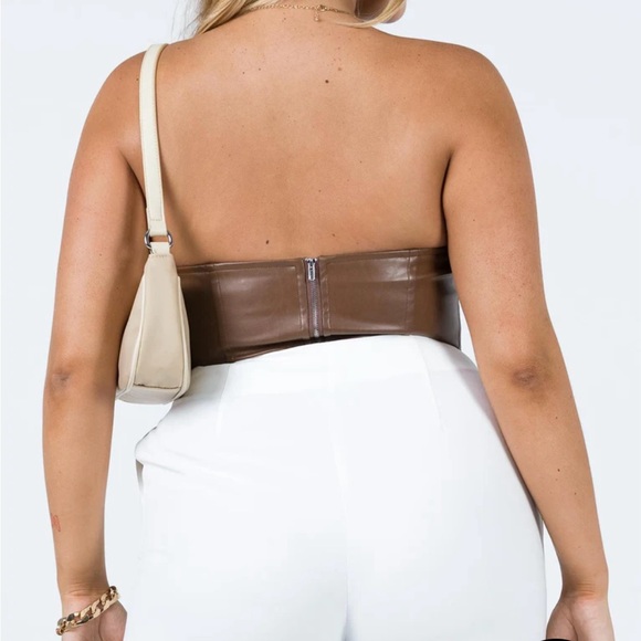 JESSICA PU BUSTIER BROWN PRINCESS POLLY - Picture 3 of 3